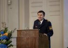 Präsident Ingbert Hoffmann in Polizeiuniform spricht am Rednerpult